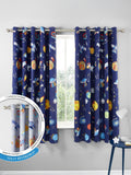 Catherine Lansfield Blue Lost In Space reversible lined eyelet curtains 168x183cm, UK version