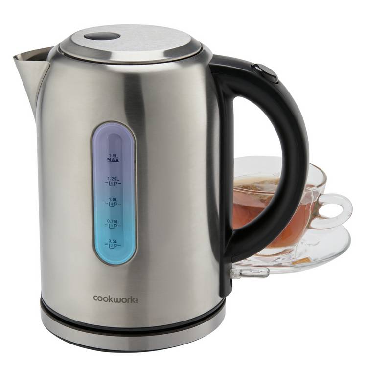 Cookworks illuminated kettle stainless steel 1.5 litre, UK version