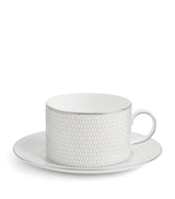 Harrods Wedgwood Gio Platinum Teacup and Saucer Fine Bone China Set- Buy online at McGrocer