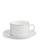 Harrods Wedgwood Gio Platinum Teacup and Saucer Fine Bone China Set- Buy online at McGrocer