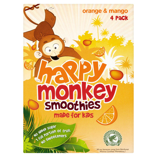 Happy Monkey Orange & Mango Kids Smoothie 4x180ml GOODS Sainsburys   