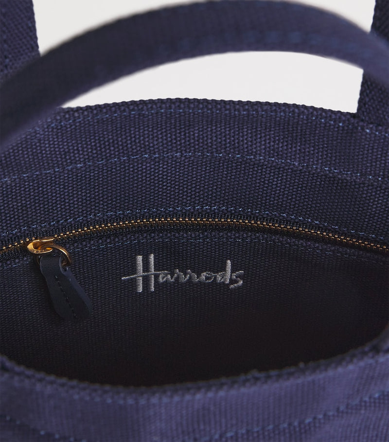 Harrods small cotton embroidered logo tote bag, UK version