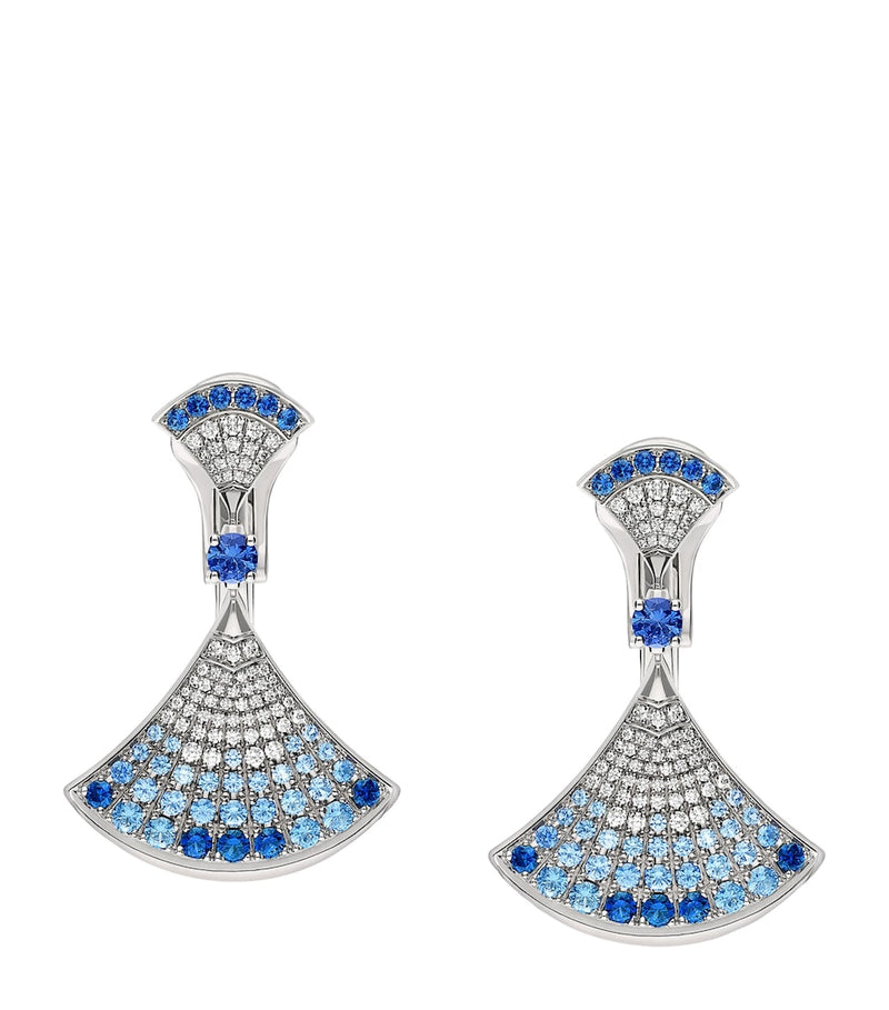 Bvlgari Divas Dream earrings in white gold with diamonds and sapphires - British product