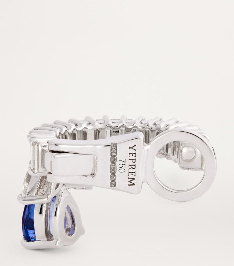 Yeprem white gold diamond and sapphire ear cuff - British product
