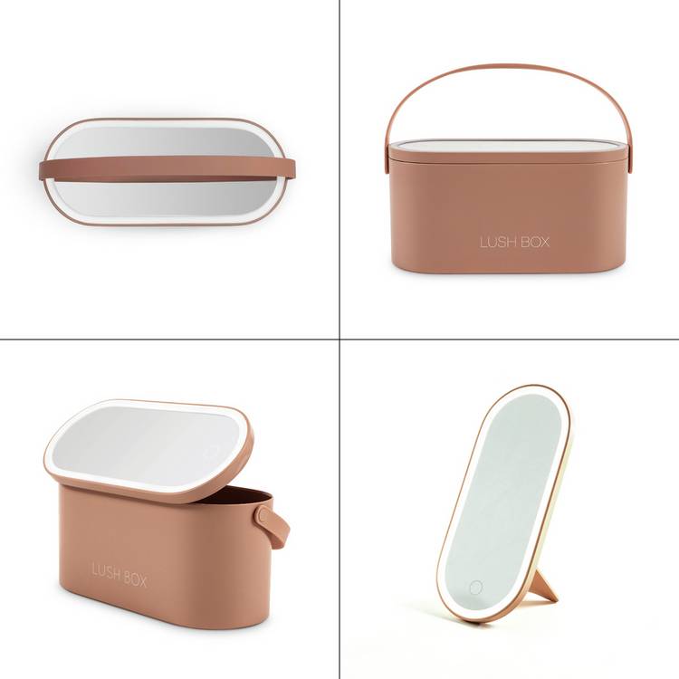 Rio LED illuminated beauty box with mirror, USB rechargeable, UK version