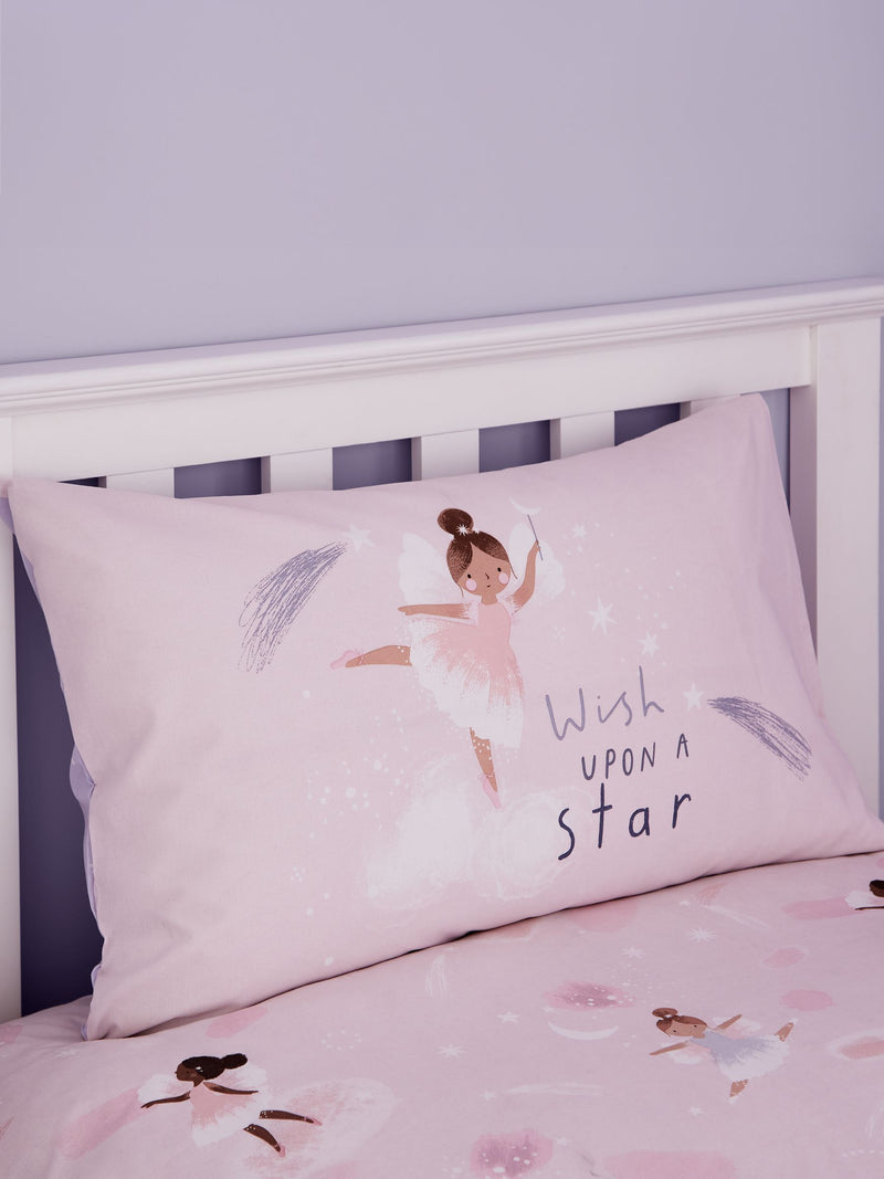 Catherine Lansfield reversible duvet cover set pink dancing fairies design - British product