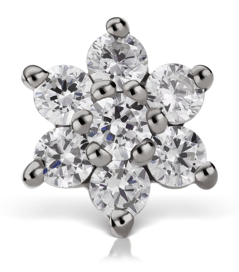 Maria Tash white gold diamond flower stud earring 7mm (British brand)