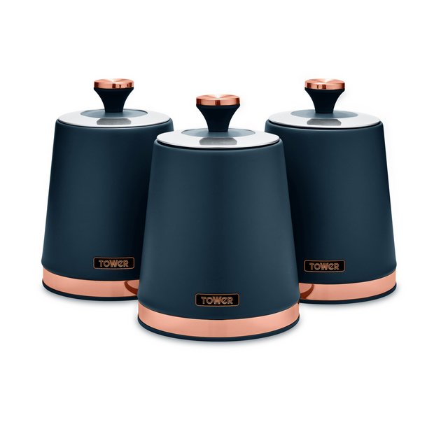 Tower Cavaletto storage jars pack of 3 midnight blue (British brand)