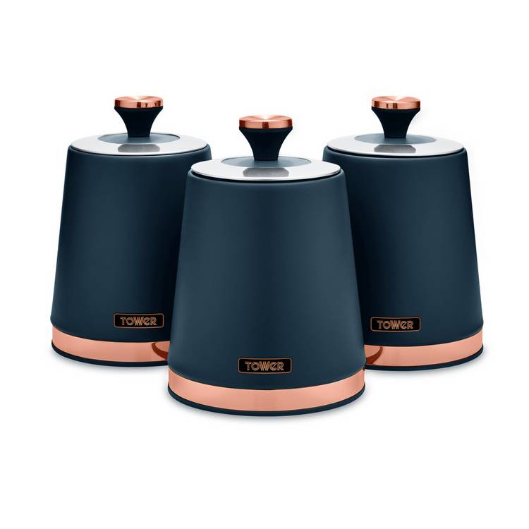 Tower Cavaletto storage jars pack of 3 midnight blue (British brand)