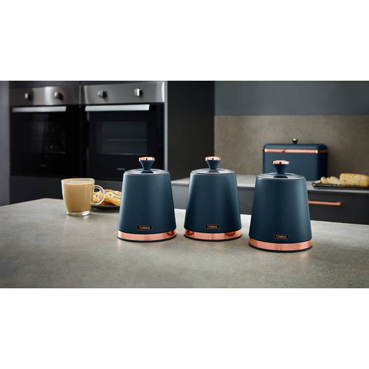 Tower Cavaletto storage jars pack of 3 midnight blue (British brand)