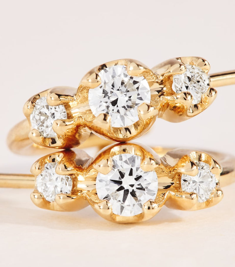 Jennifer Meyer graduated diamond hoop earrings 18kt yellow gold - British product
