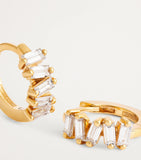 Suzanne Kalan yellow gold huggie earrings with baguette diamonds (British brand)