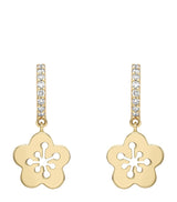 Harrods Boodles Mini Yellow Gold and Diamond Blossom Drop Earrings- Buy online at McGrocer