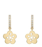 Boodles mini yellow gold and diamond blossom drop earrings, UK version