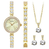Sekonda gold watch and jewellery gift set with stones (British brand)