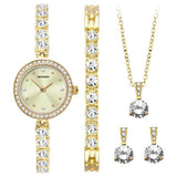 Sekonda gold watch and jewellery gift set with stones (British brand)