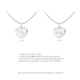 Revere sterling silver personalised heart pendant necklace 46cm, imported from the UK
