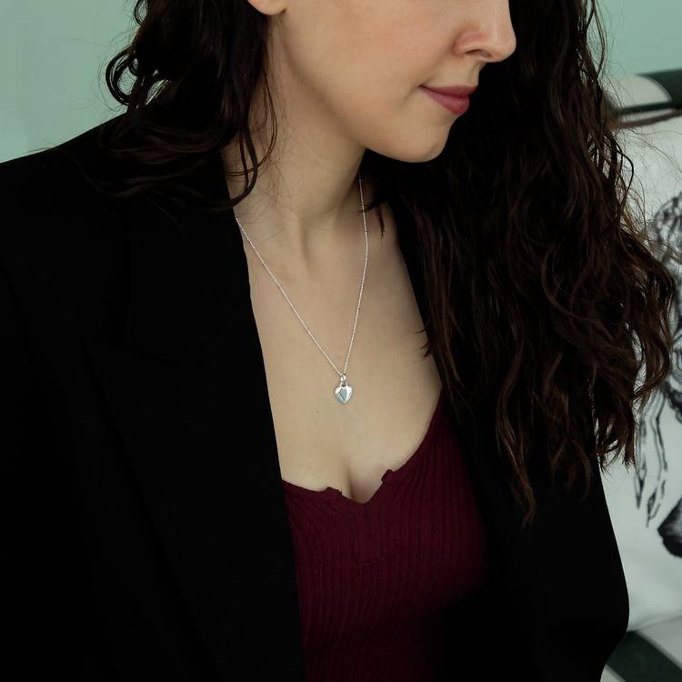 Revere sterling silver personalised heart pendant necklace 46cm, imported from the UK