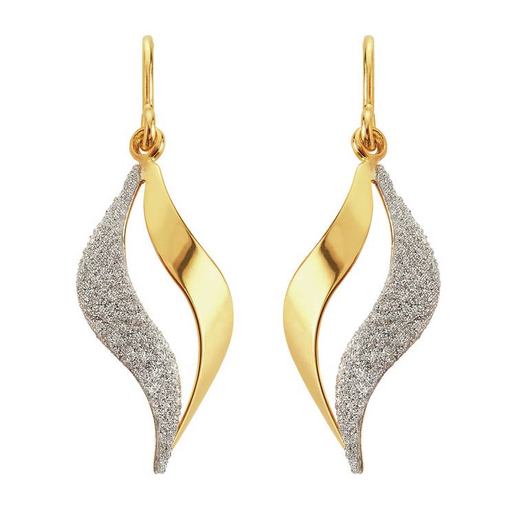 Revere gold-plated silver glitter flame drop earrings 31mm - British product