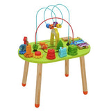 Chad Valley wooden activity table with beads blocks maze (British brand)
