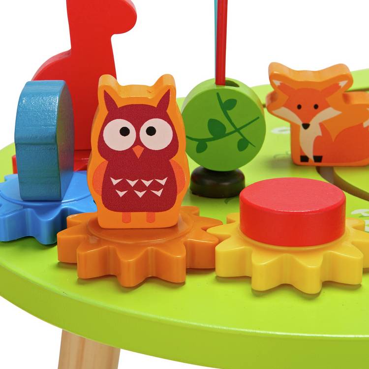 Chad Valley wooden activity table with beads blocks maze (British brand)