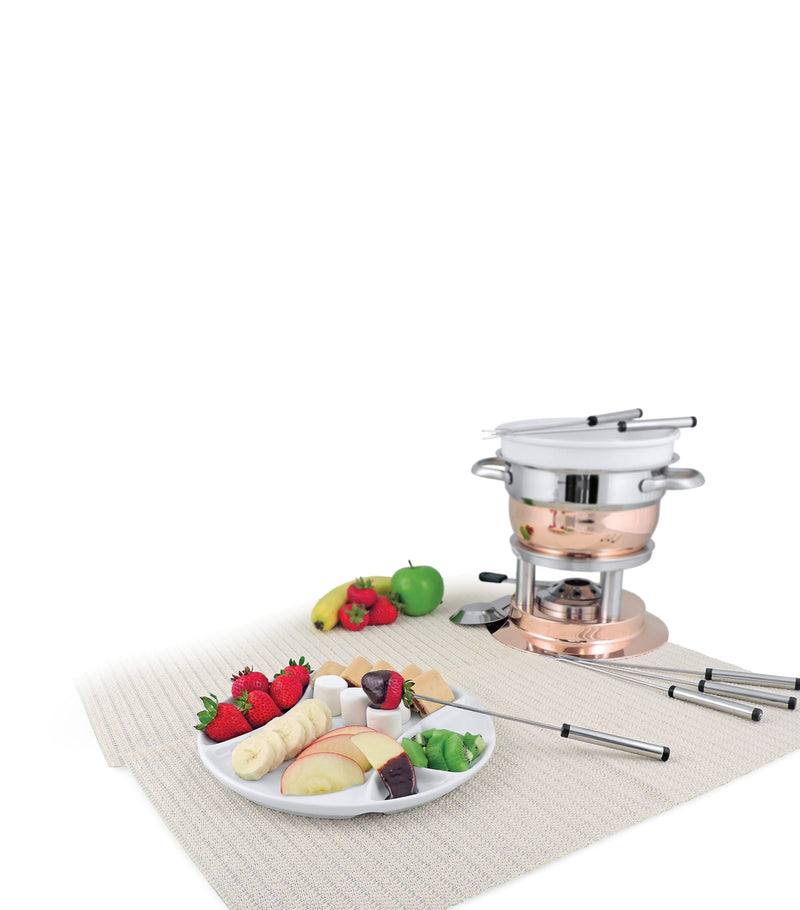 SWISSMAR ceramic fondue plates set of 4 with divided sections 26cm (British brand)