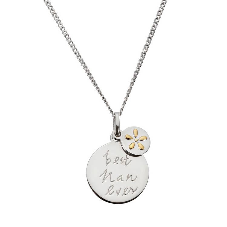 Moon & Back pendant necklace engraved Best Nan Ever daisy detail 45.5cm - British product