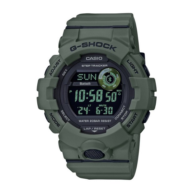 Casio G-SHOCK men's digital watch with khaki resin strap (British brand)