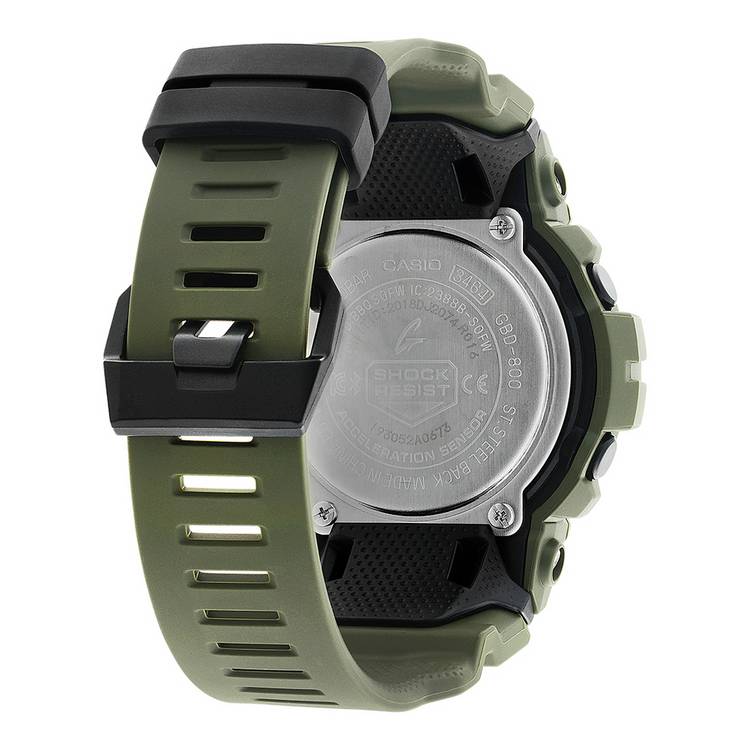 Casio G-SHOCK men's digital watch with khaki resin strap (British brand)