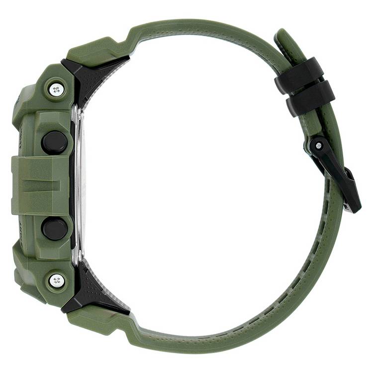 Casio G-SHOCK men's digital watch with khaki resin strap (British brand)