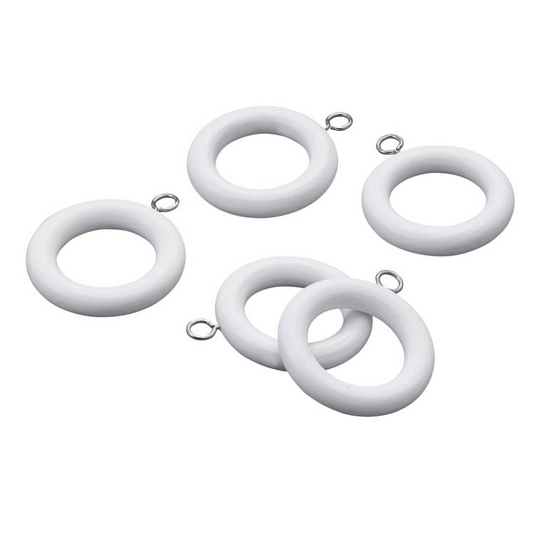 Argos Home white wooden curtain rings pack of 20 - British product