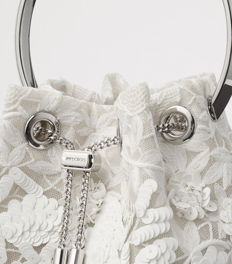 Jimmy Choo Bon Bon top-handle bag with embroidered lace and sequins - British product