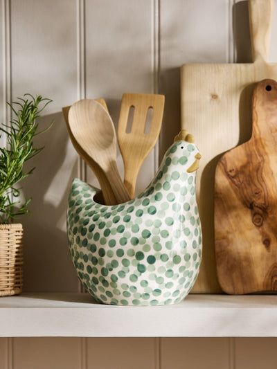 Next Pat the Chicken Sage Green Utensil Pot- Buy online at McGrocer