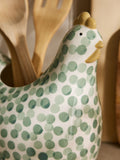 Pat the Chicken sage green utensil pot with spot design (British brand)