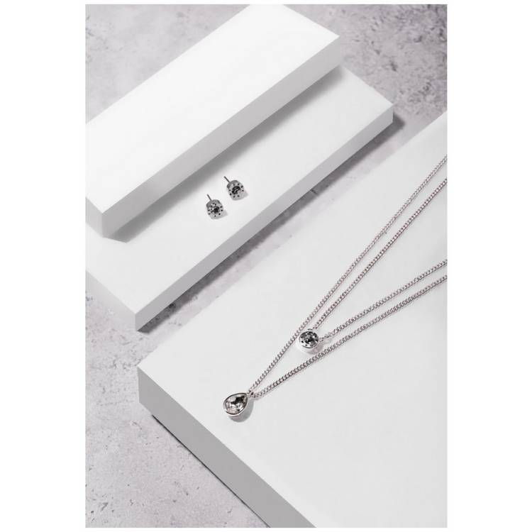 DKNY necklace silver tone crystal drop pendant, UK version