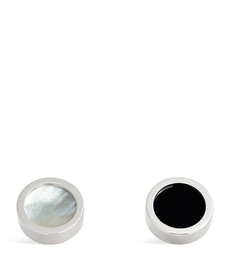 Babette Wasserman reversible disc cufflinks rhodium plated, imported from the UK