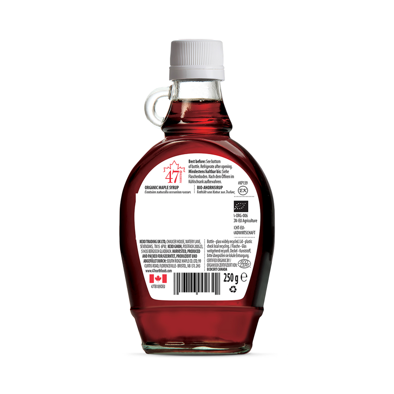 47° North organic maple syrup 250g, imported from the UK