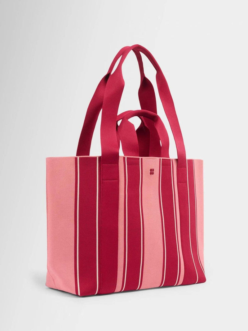 Sweaty Betty pink knitted stripe beach bag - British product