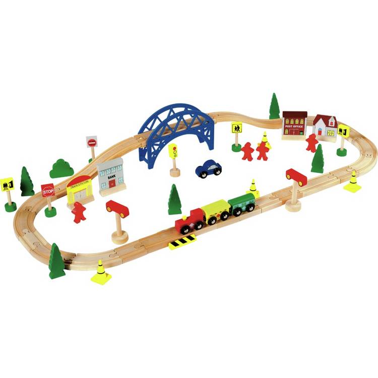 Chad Valley 60-piece wooden train set, imported from the UK