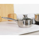 Russell Hobbs 3-piece stainless steel pan set with glass lids, imported from the UK