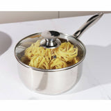 Russell Hobbs 3-piece stainless steel pan set with glass lids, imported from the UK