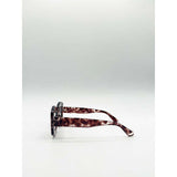 SVNX oversized chunky rectangle sunglasses brown multi, UK version