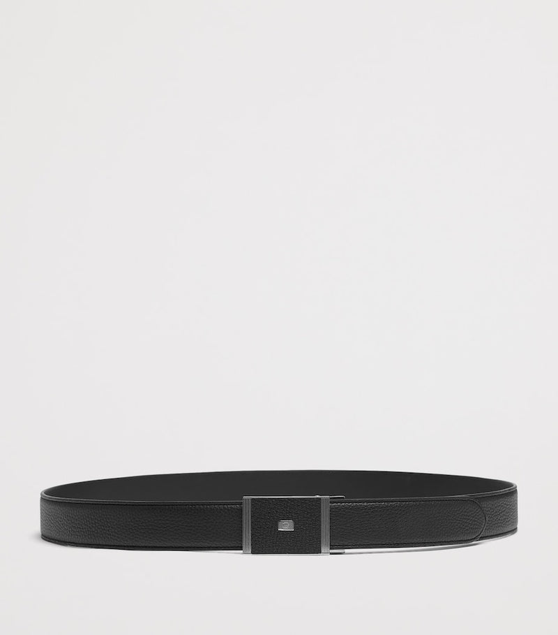 Dunhill grained leather belt with automatic buckle - British brand