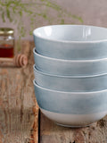 Teal blue Hamish porcelain bowls set of 4, 14cm diameter (British brand)