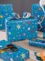 Next Hallmark Blue Colourful Stars Wrapping Paper, 3 x 2m Rolls- Buy online at McGrocer