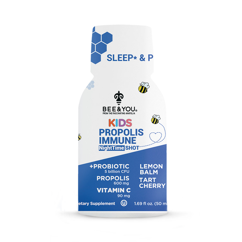 BEE&YOU Kids Propolis Immune NightTime Shot probiotic 50ml 12-pack (British brand)