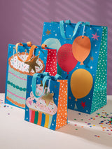 Next Hallmark Blue 3 Colourful Gift Bags Small, Medium, Large- Buy online at McGrocer