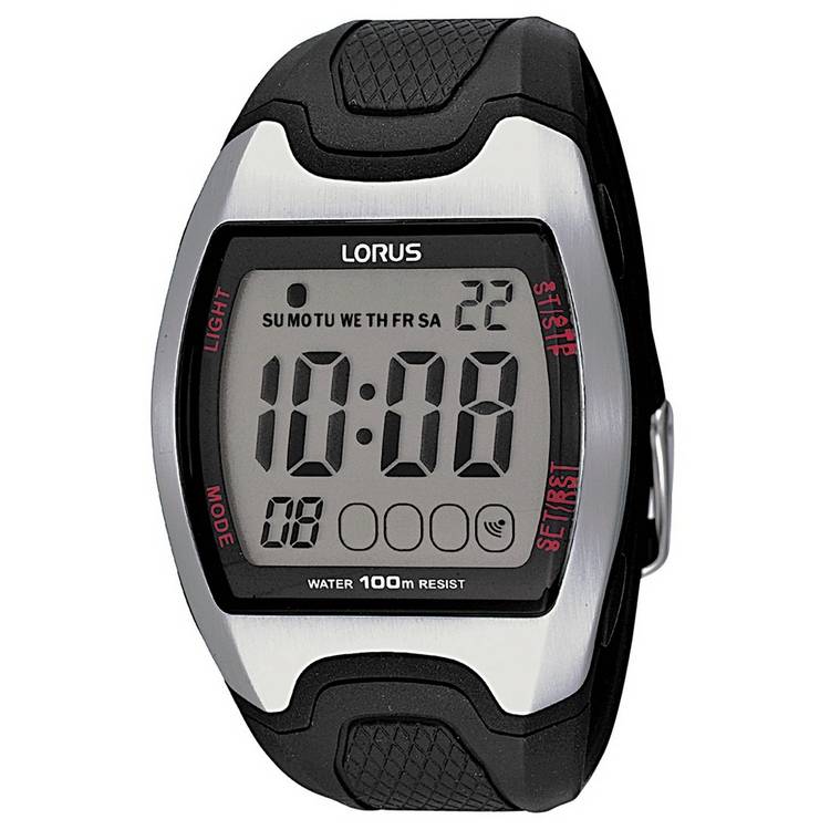 Lorus men's digital watch black resin strap, imported from the UK
