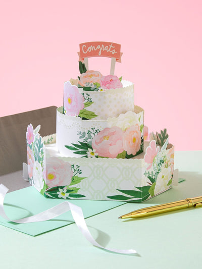 Next Hallmark White Wedding Paper Wonder 3D Pop-up 3-Tier Cake Wedding Card- Buy online at McGrocer