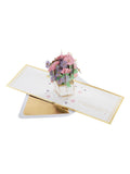 Hallmark pop-up card pink flowers in vase - British product